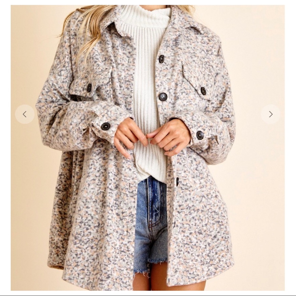 Boyfriend Stylish Multi Speckle Oversized Jacket - Picture 4 of 5